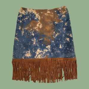vintage tye dye cow girl fringe mini skirt